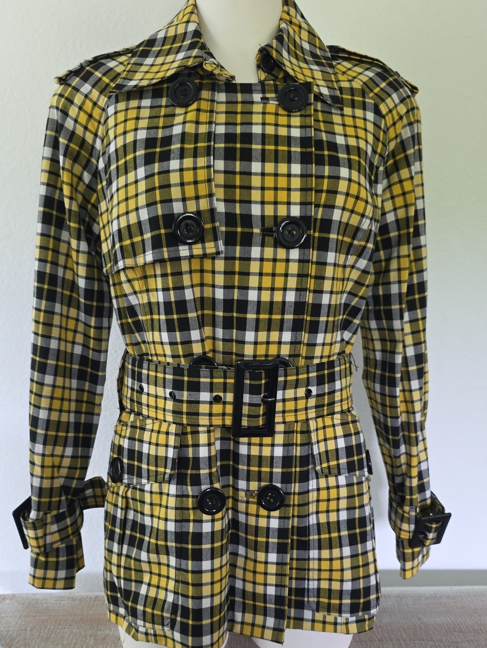 Pendleton Yellow Plaid Trench Coat Jacket - Women's